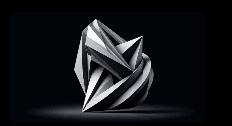 Abstract white shape with black background